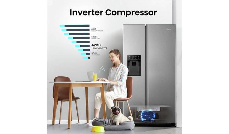 Hisense RS694N4TIE American Fridge Freezer - Silver