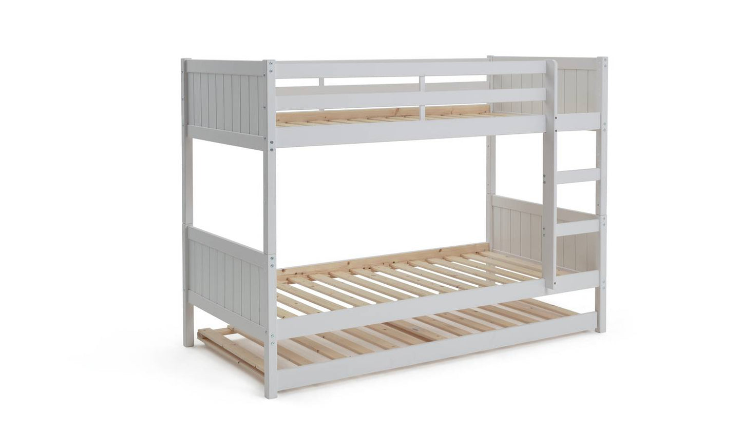 Habitat Detachable Bunk Bed, Trundle & 3 Mattresses-White