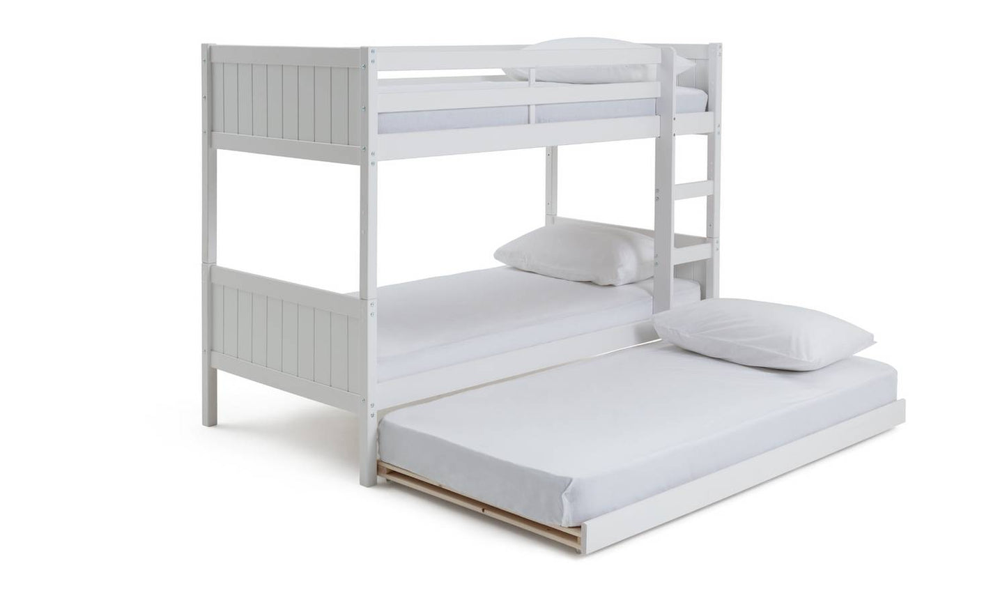 Habitat Detachable Bunk Bed, Trundle & 3 Mattresses-White