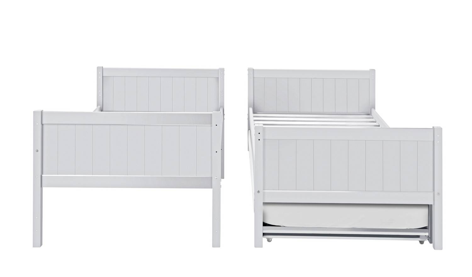 Habitat Detachable Bunk Bed, Trundle & 3 Mattresses-White