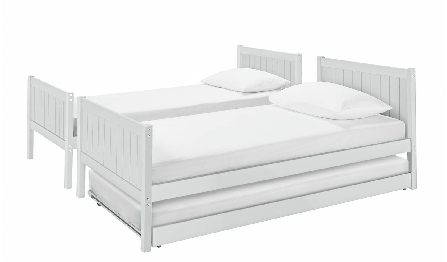 Habitat Detachable Bunk Bed, Trundle & 3 Mattresses-White