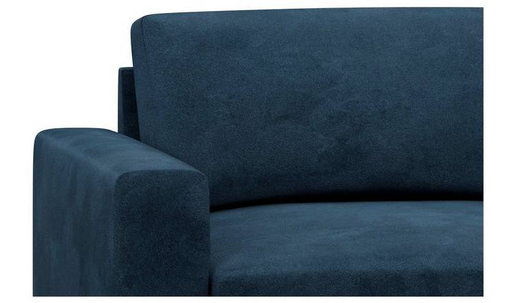Hutch Velvet Block Arm 6 Seater Corner Sofa - Ink Blue