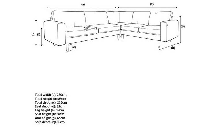 Hutch Velvet Block Arm 6 Seater Corner Sofa - Ink Blue