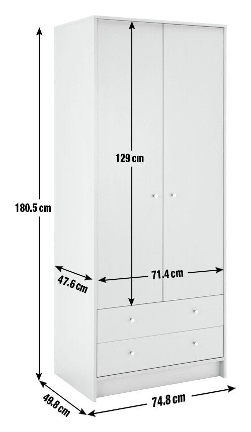 Argos Home Malibu 2 Door 2 Drawer Wardrobe - Grey