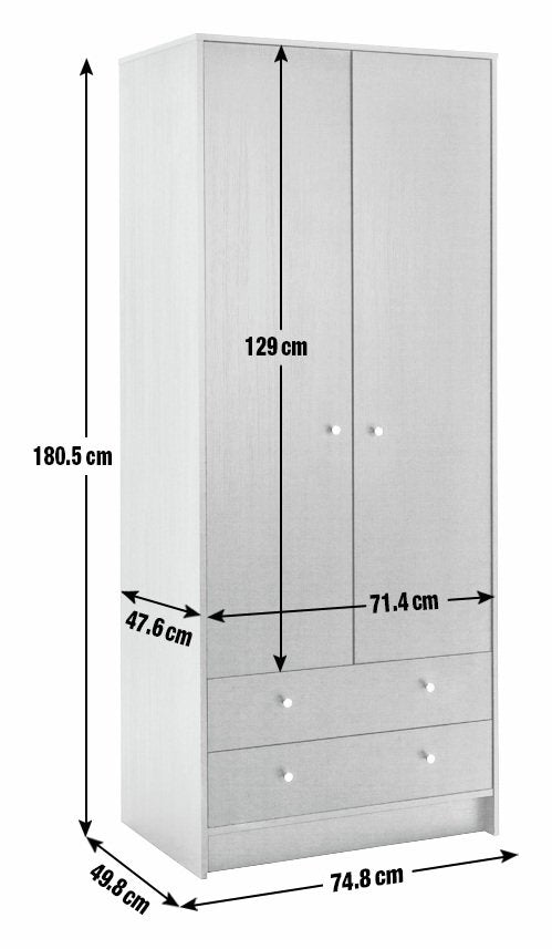 Argos Home Malibu 2 Door 2 Drawer Wardrobe - Grey