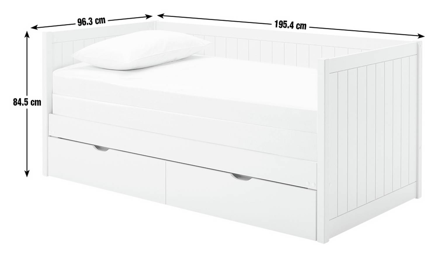 Habitat Axel Trundle Day Bed with 2 Mattresses - White