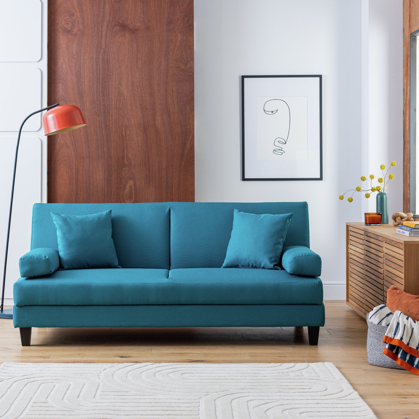 Argos Home Chase Fabric Clic Clac Sofa Bed - Teal
