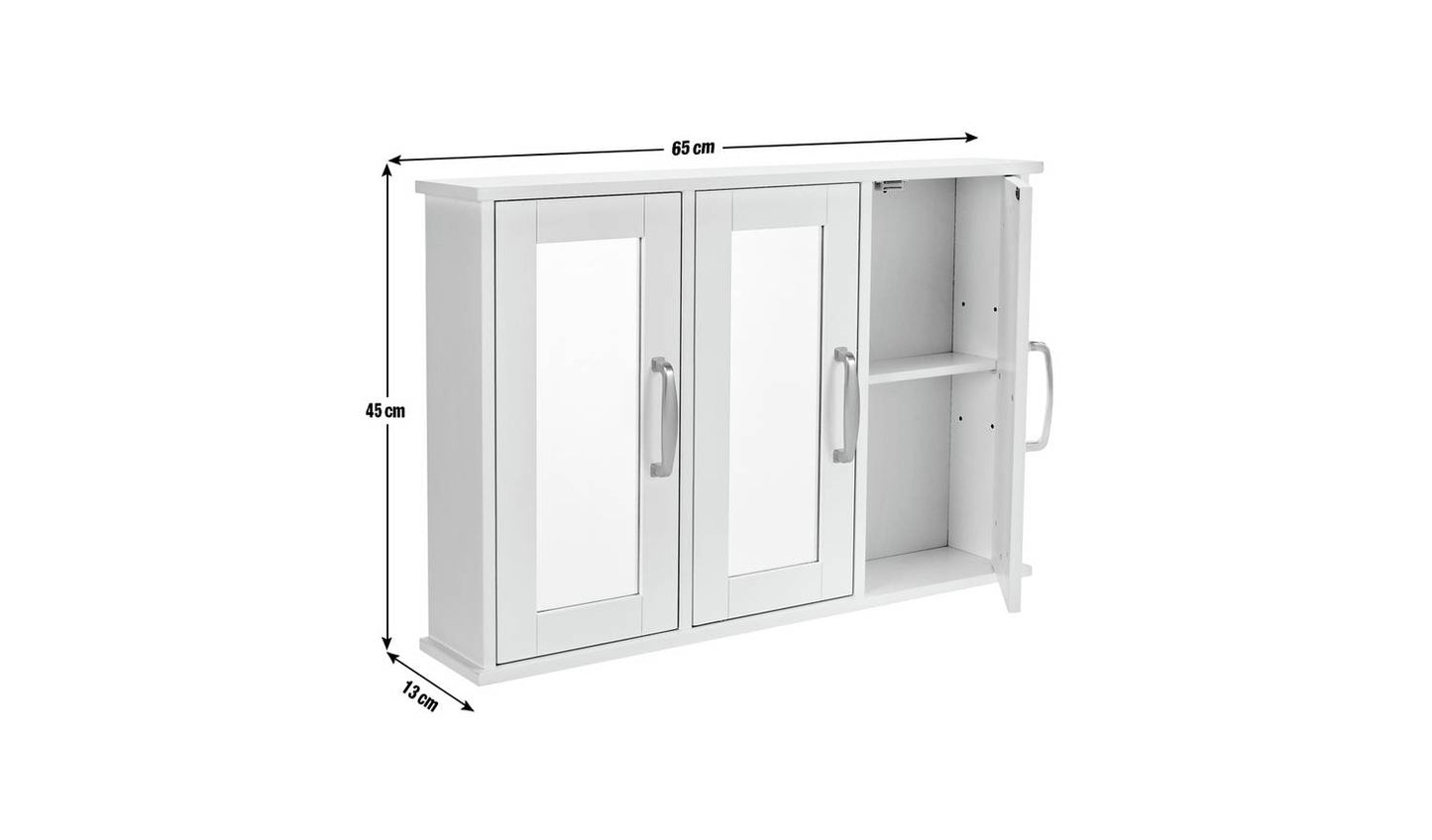 Argos Home Tongue & Groove 3 Door Mirrored Cabinet - White