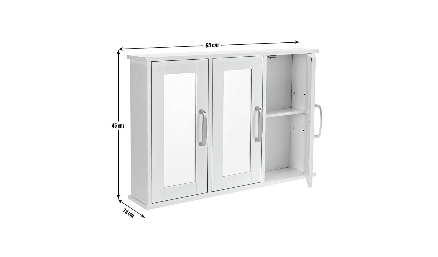 Argos Home Tongue & Groove 3 Door Mirrored Cabinet - White