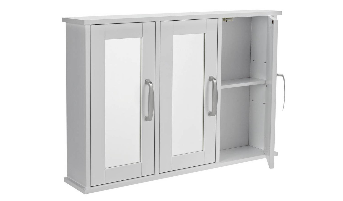 Argos Home Tongue & Groove 3 Door Mirrored Cabinet - White