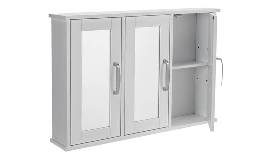 Argos Home Tongue & Groove 3 Door Mirrored Cabinet - White