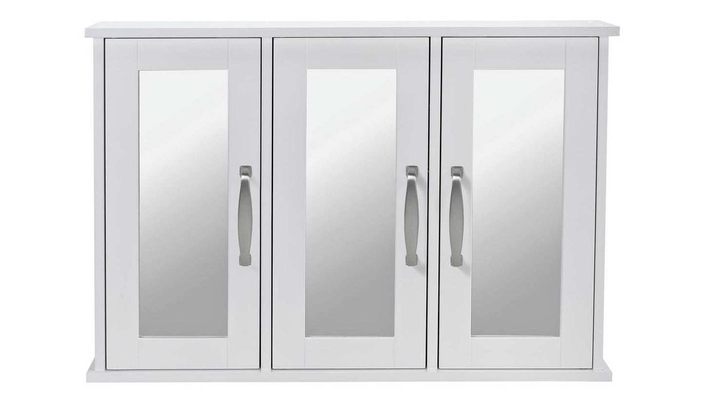 Argos Home Tongue & Groove 3 Door Mirrored Cabinet - White