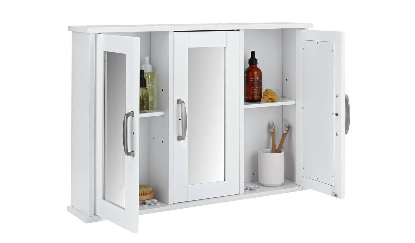 Argos Home Tongue & Groove 3 Door Mirrored Cabinet - White