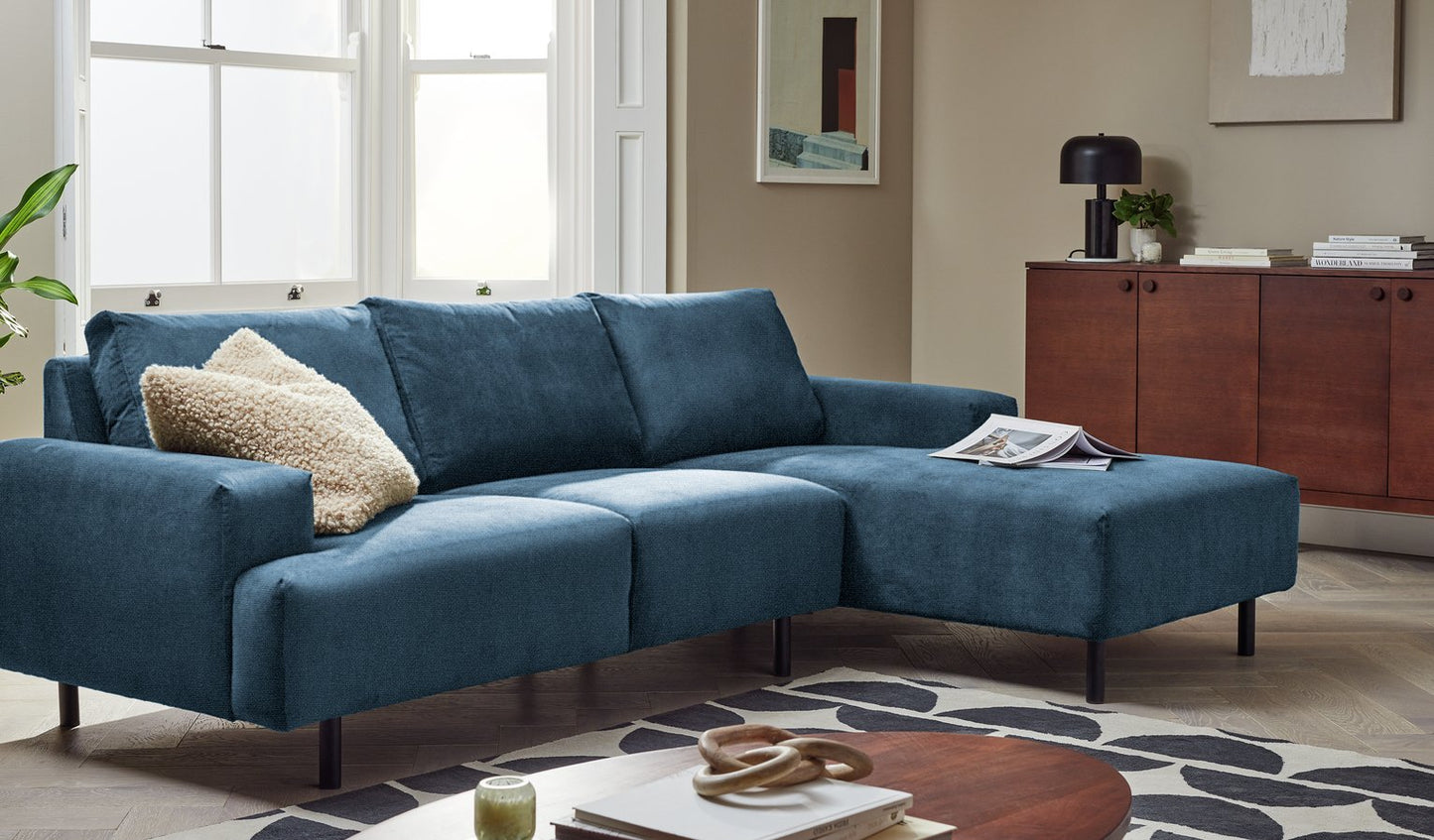 Habitat Julien Velvet Right Hand Corner Chaise Sofa - Navy