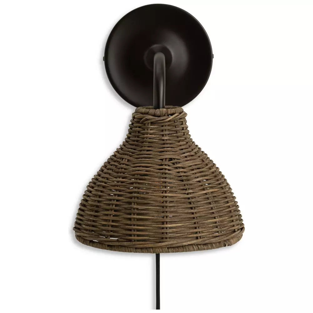 Habitat Wicker Pear Plug in Wall Light - Natural