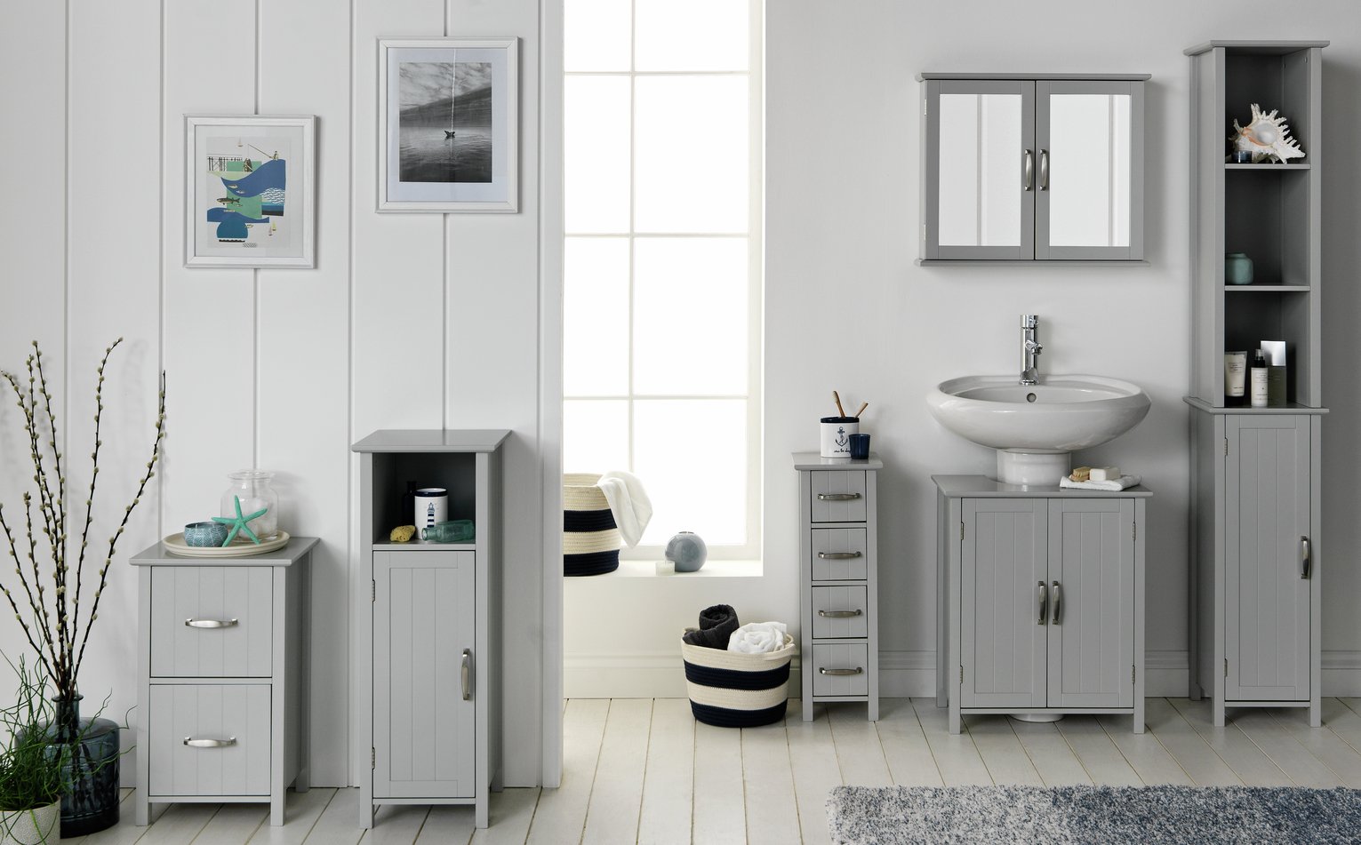 Argos Home Tongue & Groove Wall Cabinet - Grey