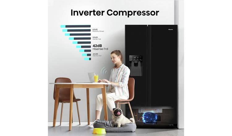 Hisense RS694N4TBE American Fridge Freezer - Black
