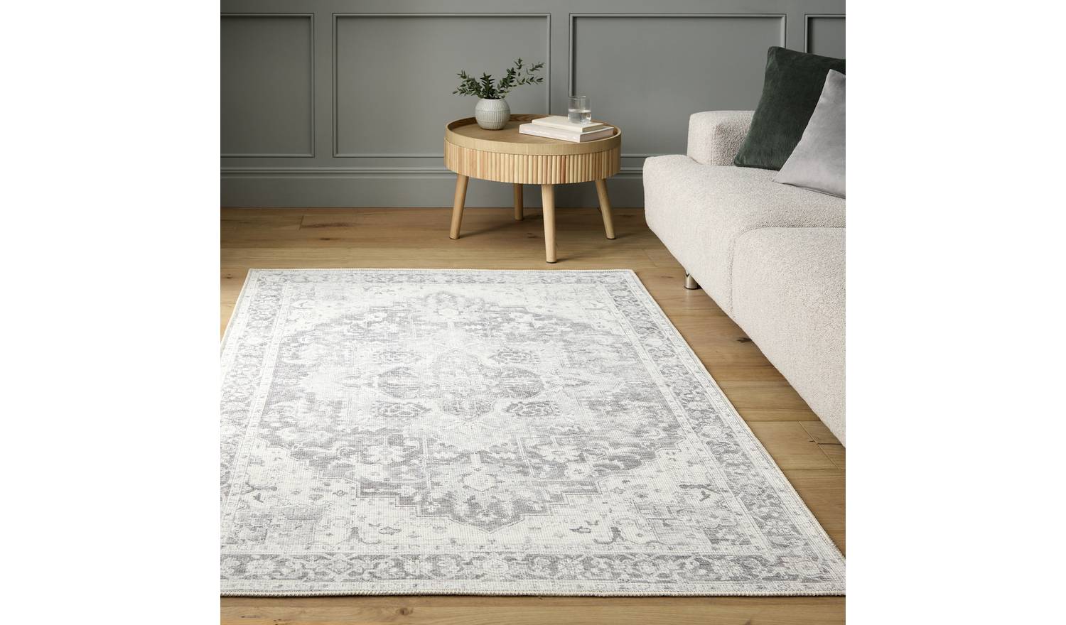 Habitat Vintage Effect Grey Flatweave Runner - 80x150cm