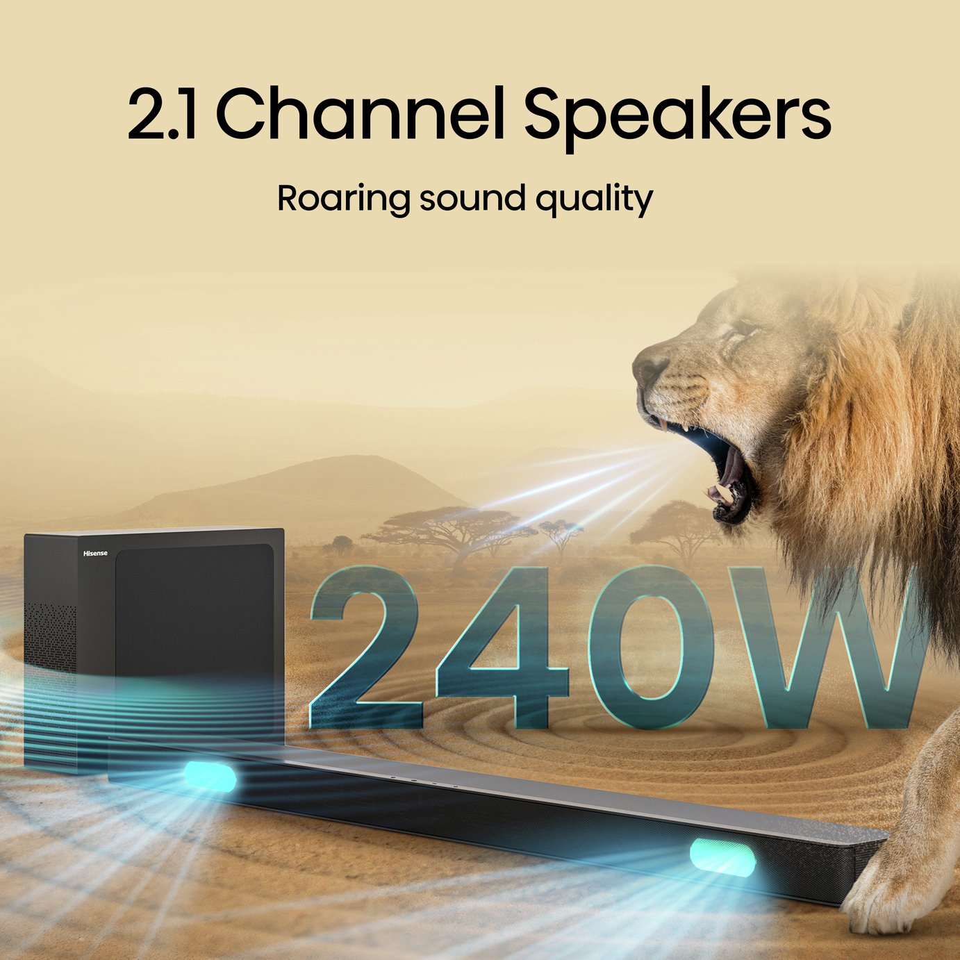 Hisense HS2100 240W 2.1Ch Soundbar with Wireless Sub