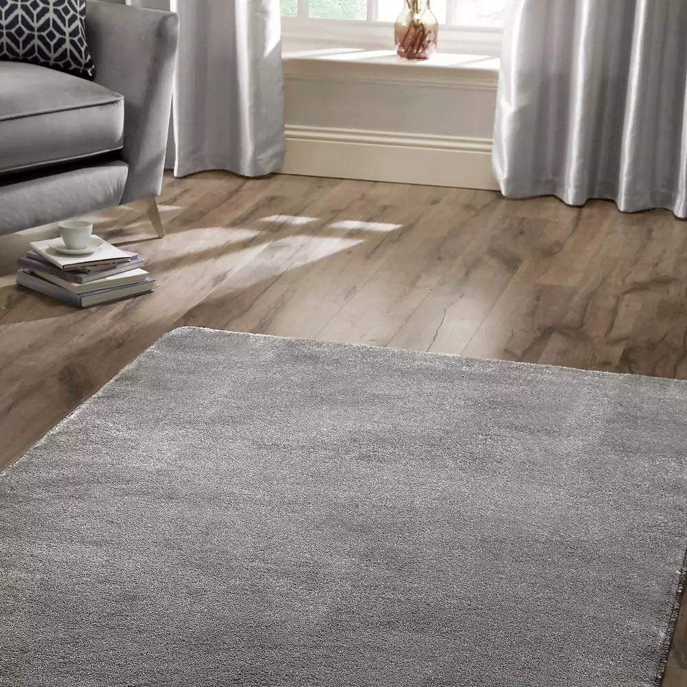 Homemaker Relay Plain Grey Short Pile Rug - 100x145cm