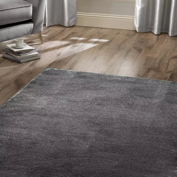 Homemaker Relay Plain Charcoal Short Pile Rug - 100x145cm