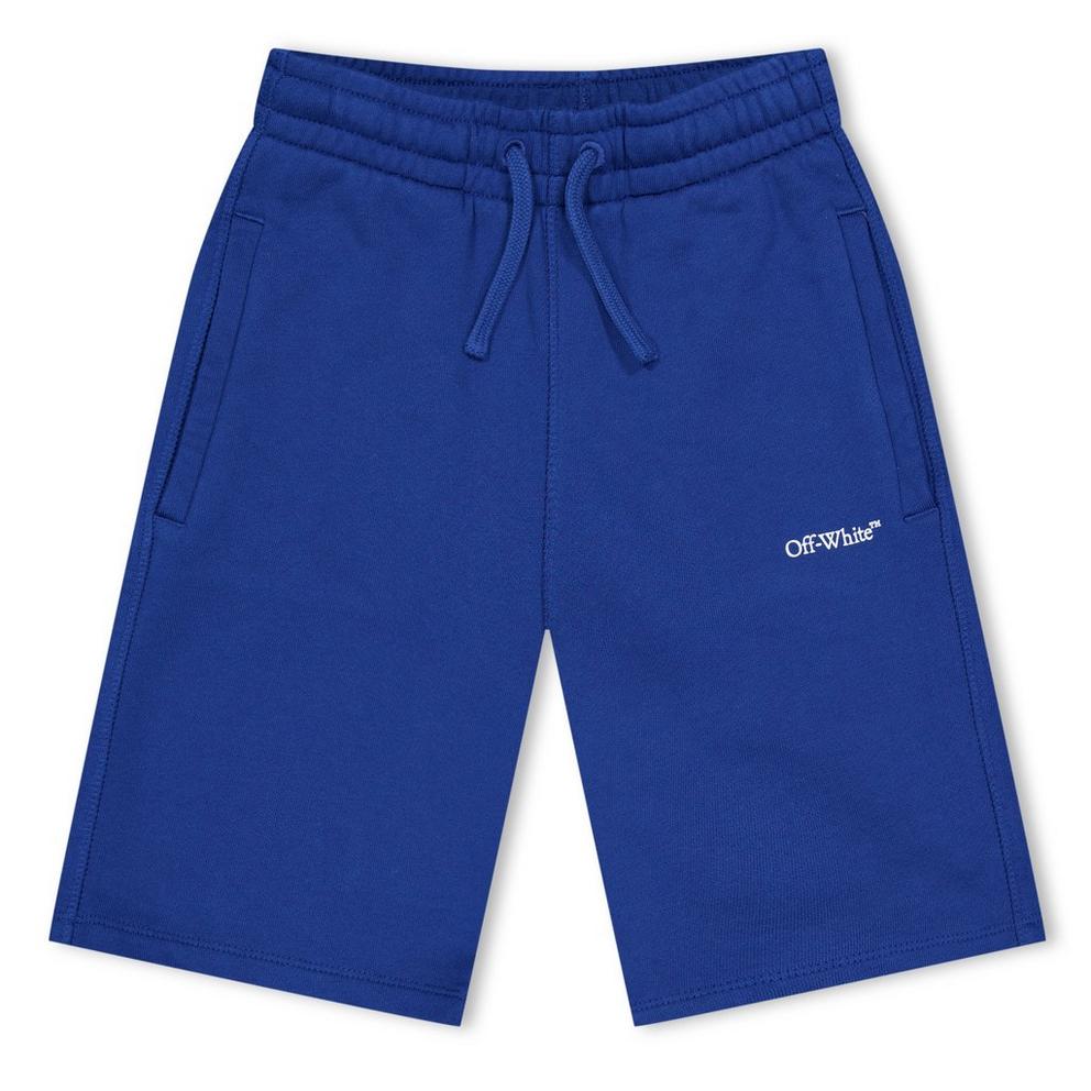 Off White Unisex Kids' Bookish Cotton Logo Fleece Jogger Shorts