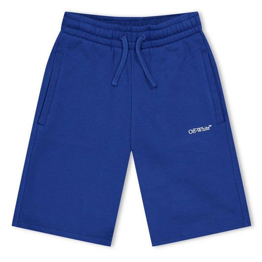 Off White Unisex Kids' Bookish Cotton Logo Fleece Jogger Shorts