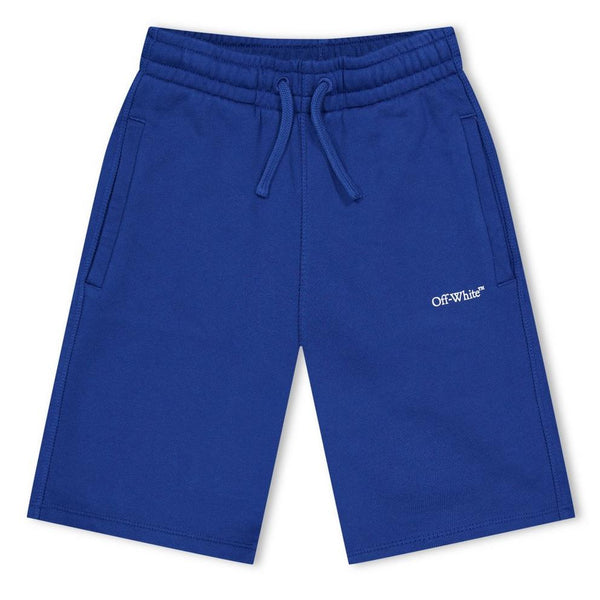 Off White Unisex Kids' Bookish Cotton Logo Fleece Jogger Shorts
