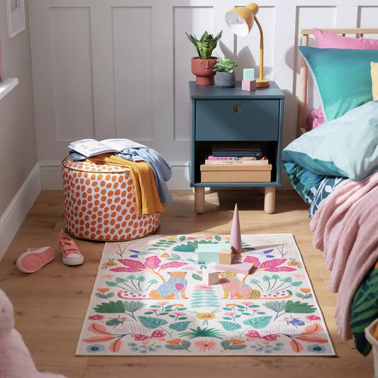 Habitat Kids Enchanted Print Natural Flatweave Rug -80x110cm