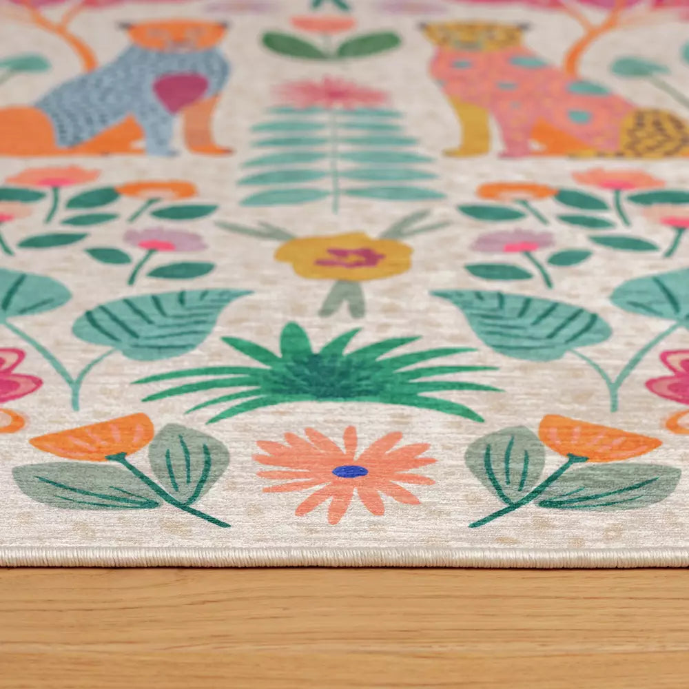 Habitat Kids Enchanted Print Natural Flatweave Rug -80x110cm
