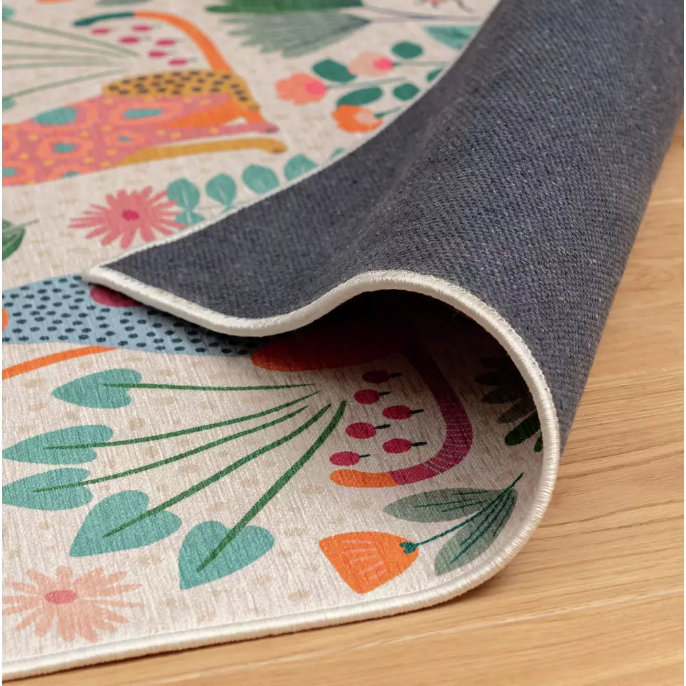 Habitat Kids Enchanted Print Natural Flatweave Rug -80x110cm