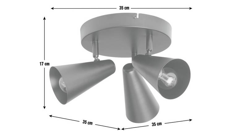 Habitat Steel 3 Lights Spotlight Plate - Matte Black