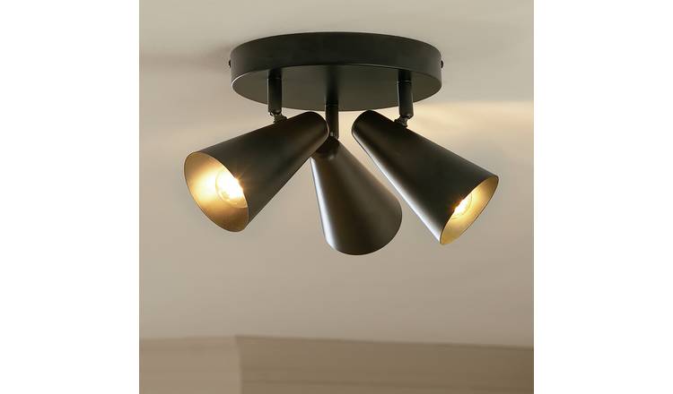 Habitat Steel 3 Lights Spotlight Plate - Matte Black