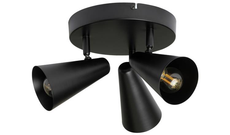 Habitat Steel 3 Lights Spotlight Plate - Matte Black