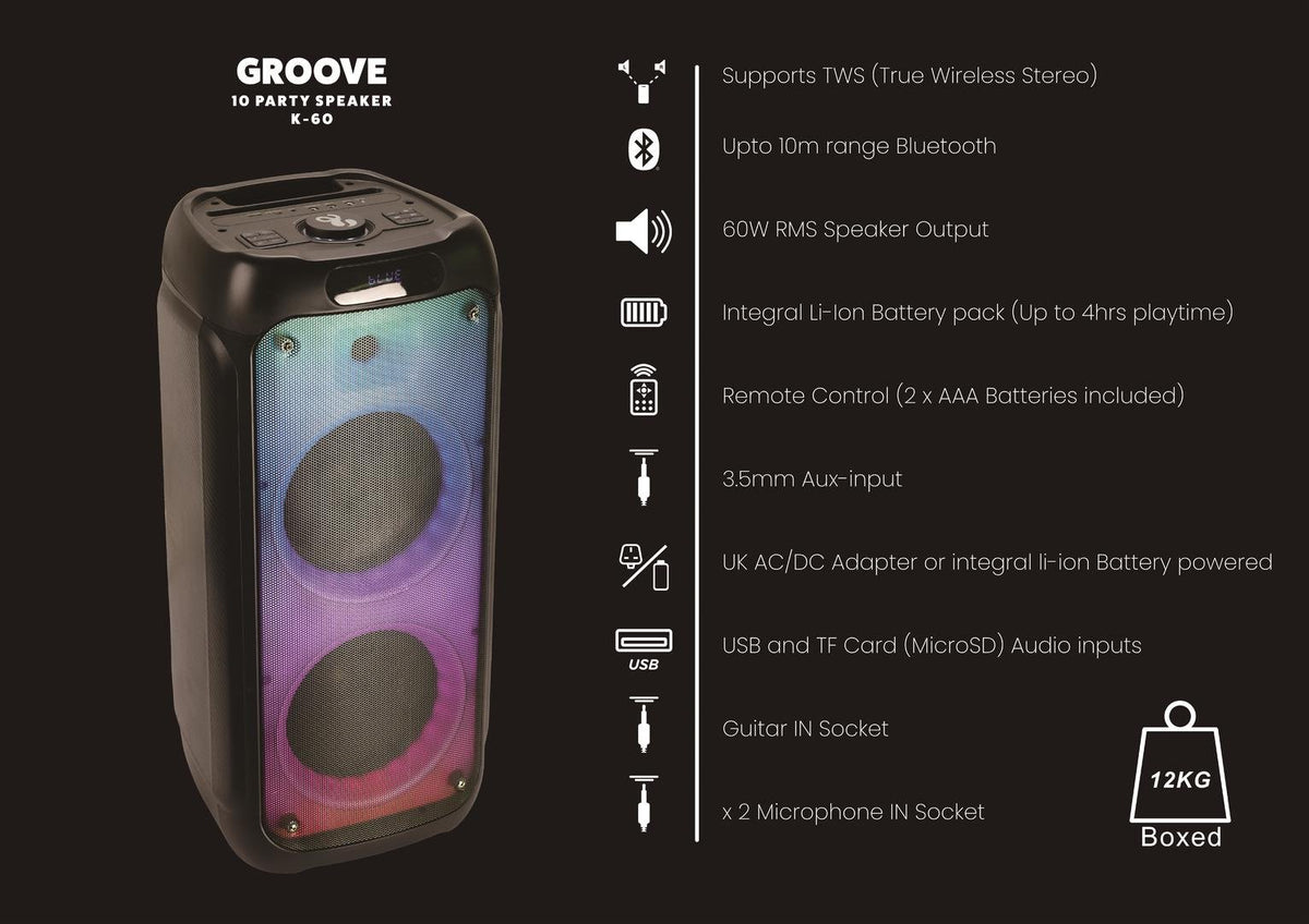 Acoustic Solutions K60 Bluetooth Party Speaker 60W (12Kg)