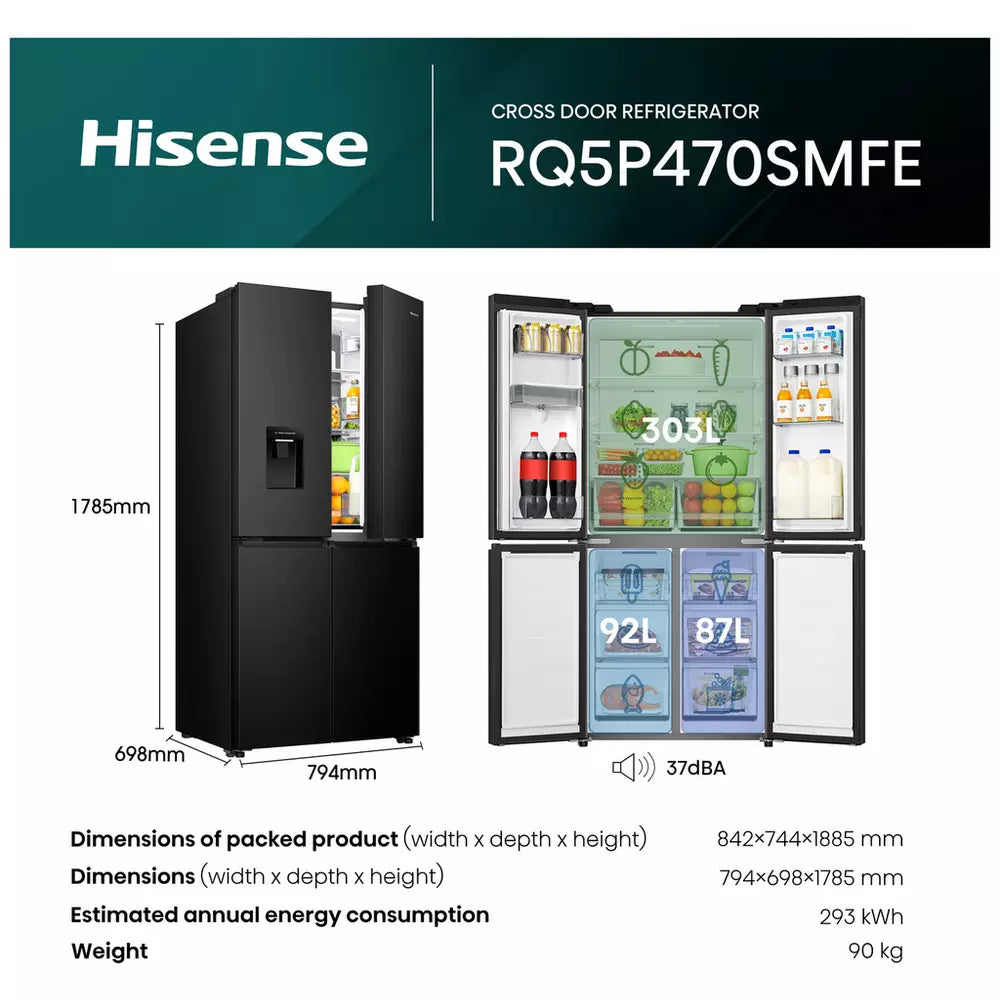 Hisense RQ5P470SMFE American Fridge Freezer - Black