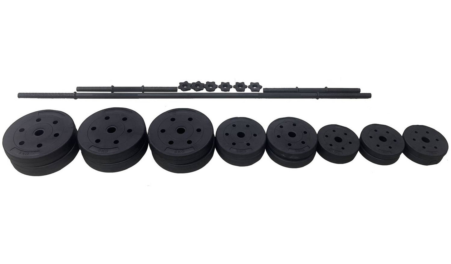 Opti Vinyl Dumbbell and Barbell Set - 50kg