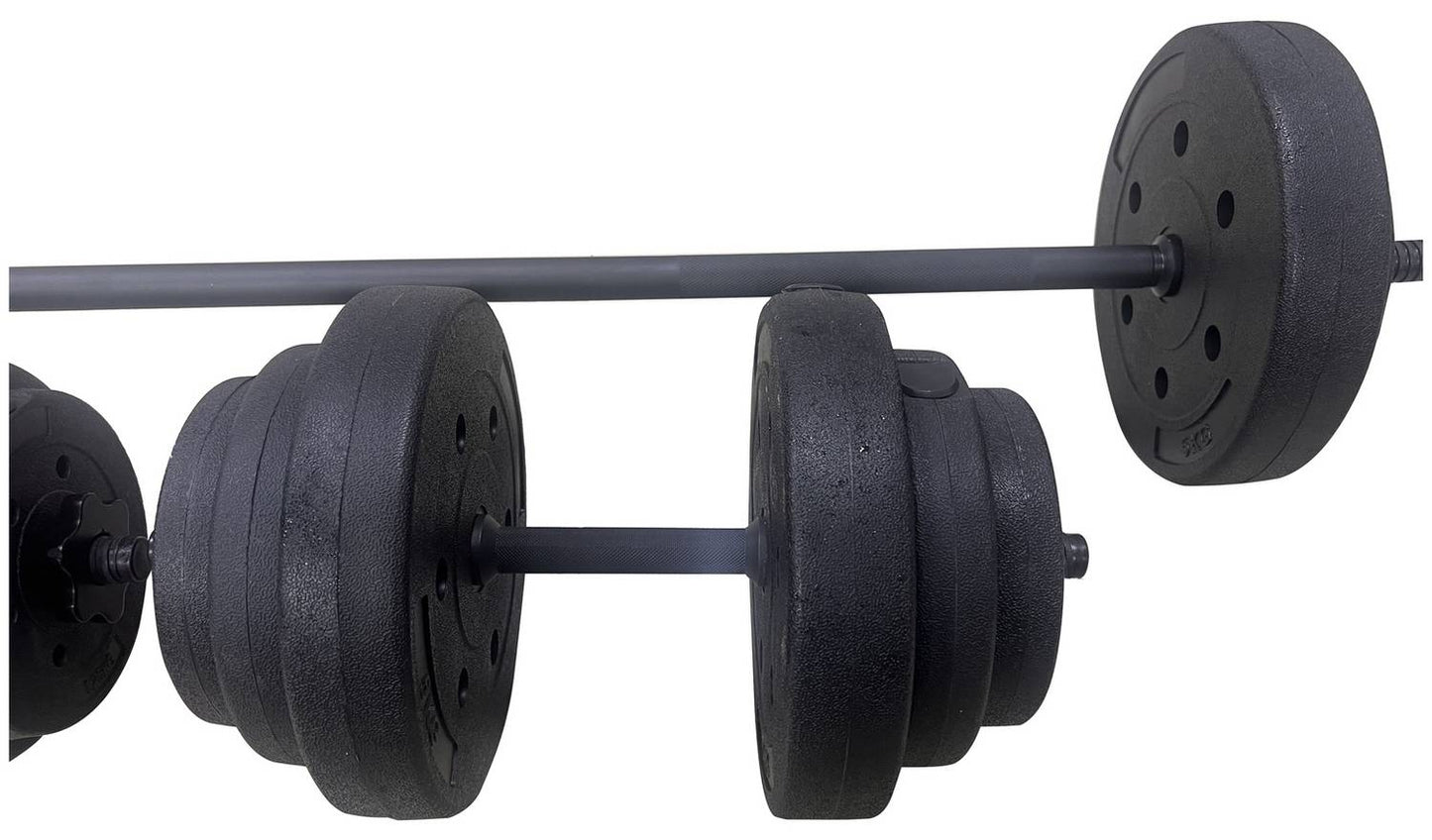 Opti Vinyl Dumbbell and Barbell Set - 50kg