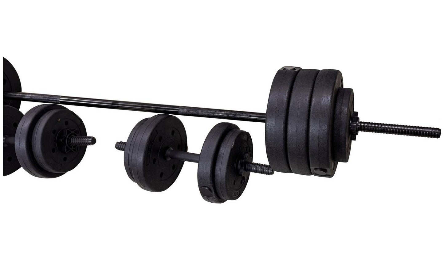 Opti Vinyl Dumbbell and Barbell Set - 50kg