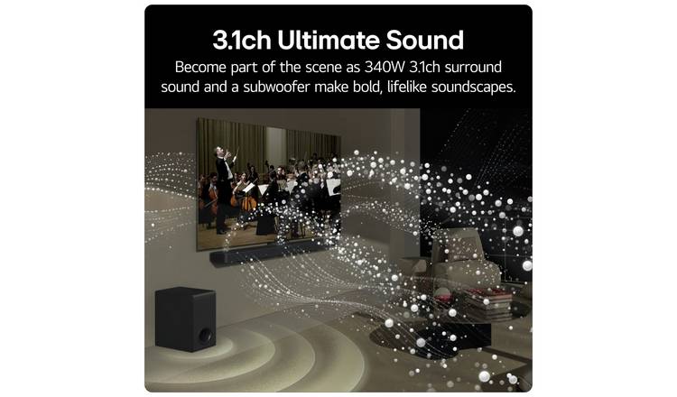 LG US60T 3.1Ch Bluetooth Soundbar With Wireless Sub