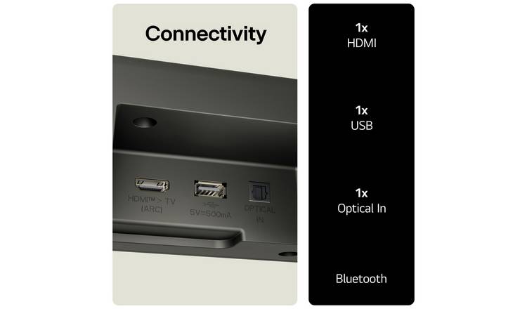 LG US60T 3.1Ch Bluetooth Soundbar With Wireless Sub