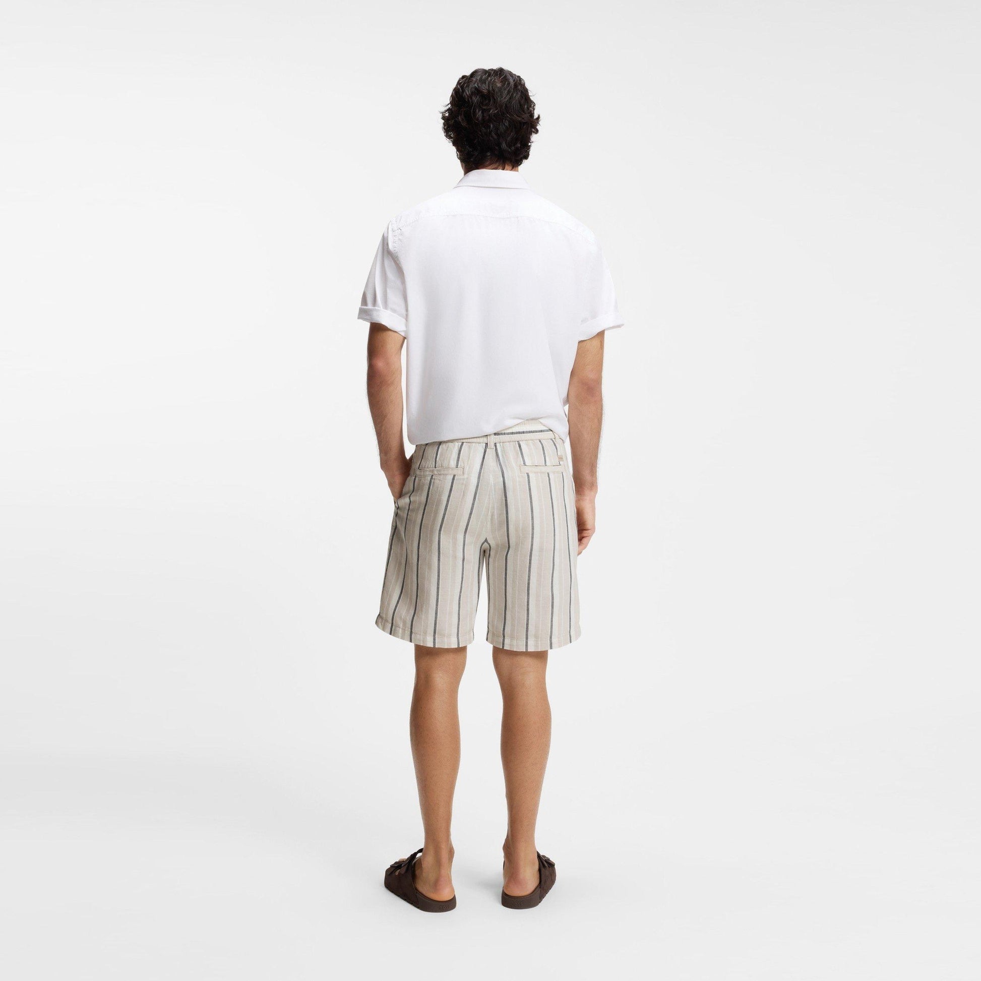 Boss BOSS ORANGE Striped Short in a linen-cotton blend (Ricoplus)