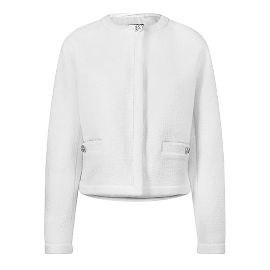 Women's Wool Bouclv© Collarless Long Sleeve Overcoat