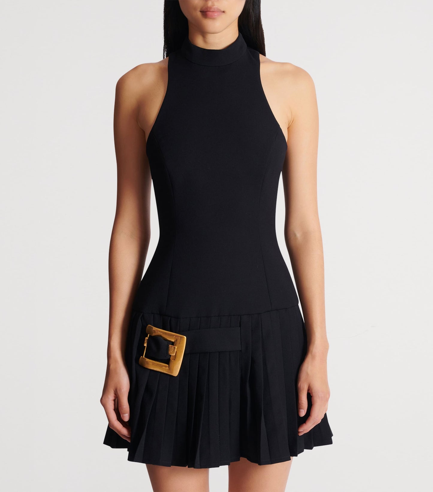 Virgin Wool Belt-Detail Mini Dress