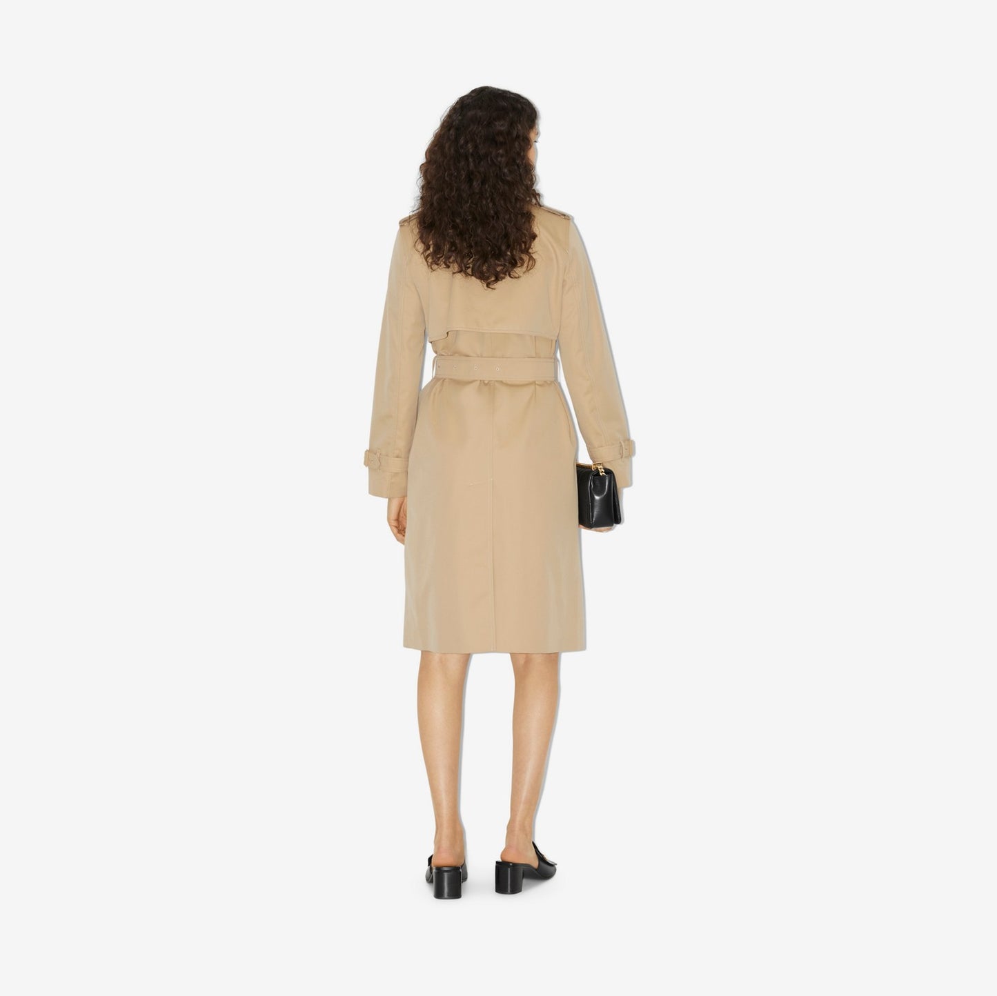 Long Check Collar Gabardine Trench Coat