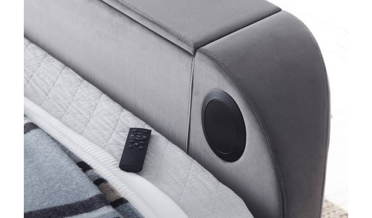 Smart TV Bed Lyon Double Velvet Ottoman TV Bed Frame - Grey