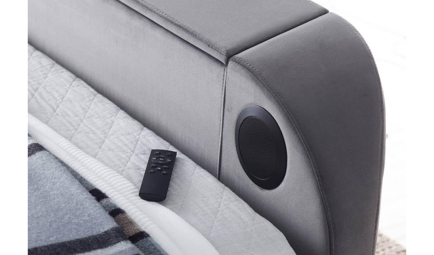 Smart TV Bed Lyon Kingsize Velvet TV Ottoman Bed - Grey