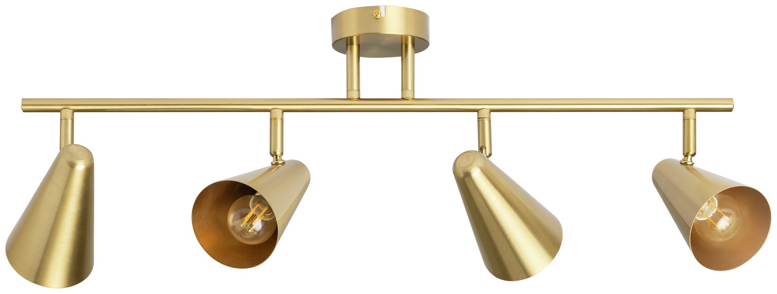 Habitat Steel 4 Lights Spotlight Bar - Brass