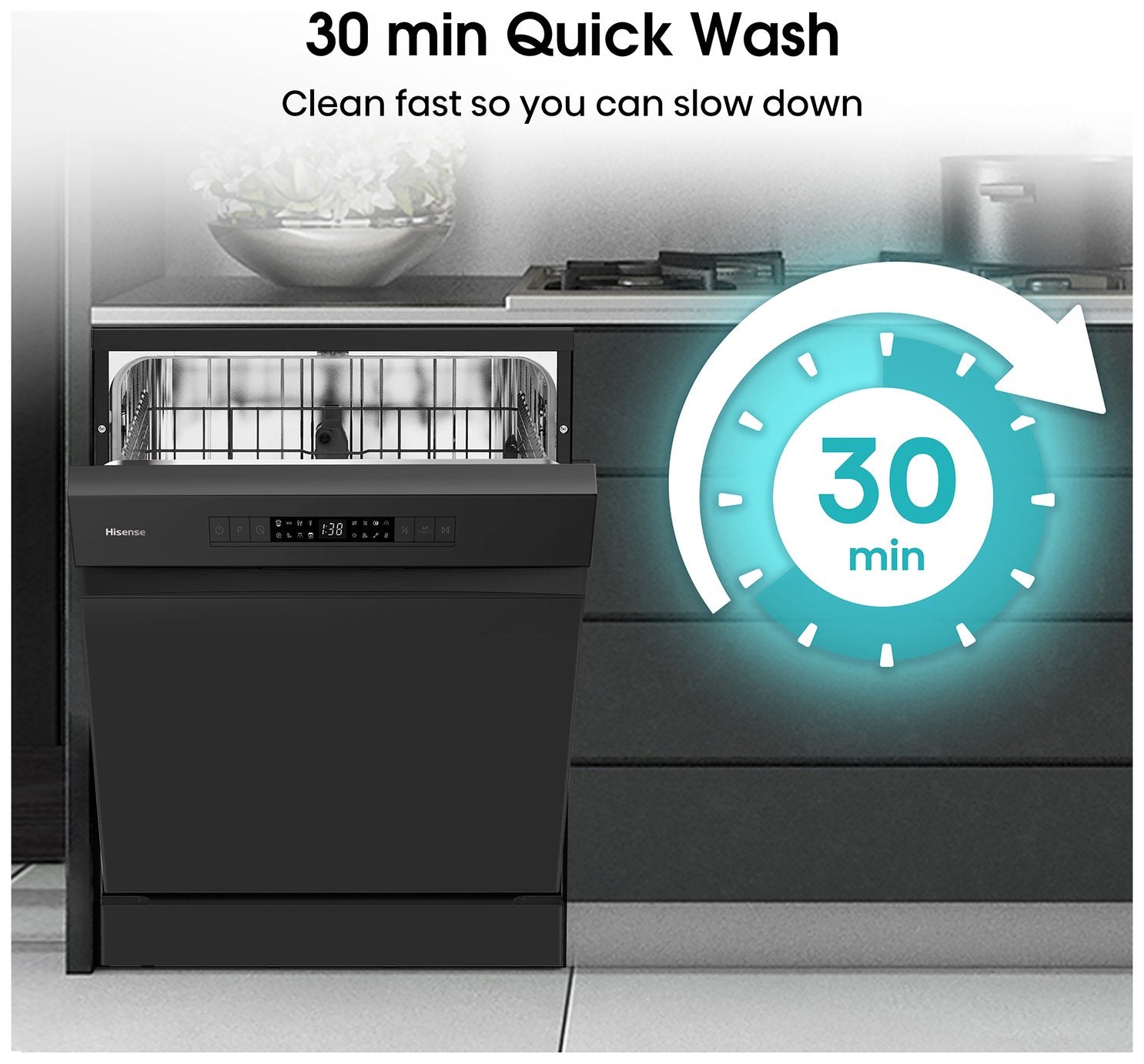 Hisense HS622E90BUK Full Size Dishwasher - Black
