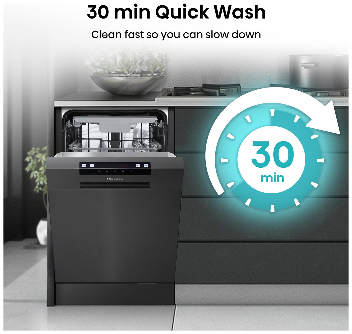 Hisense HS523E15BUK Slimline Dishwasher - Black